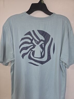 Dutch Bros Light Blue Tee with Navy Graphic